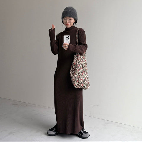 daily daily super stretch pleats one piece / brown [FREE or LONG]