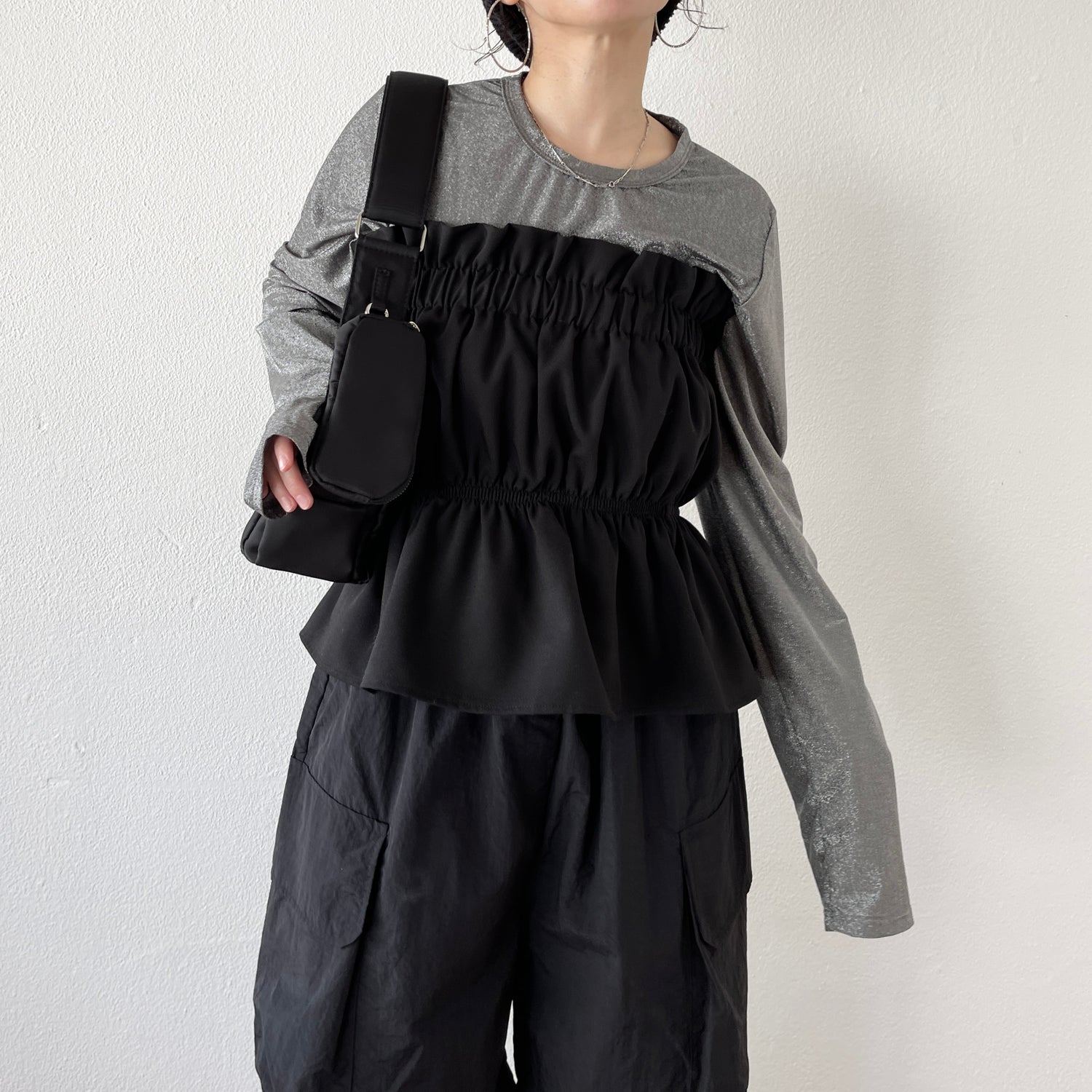 glitter disco long tee / gray