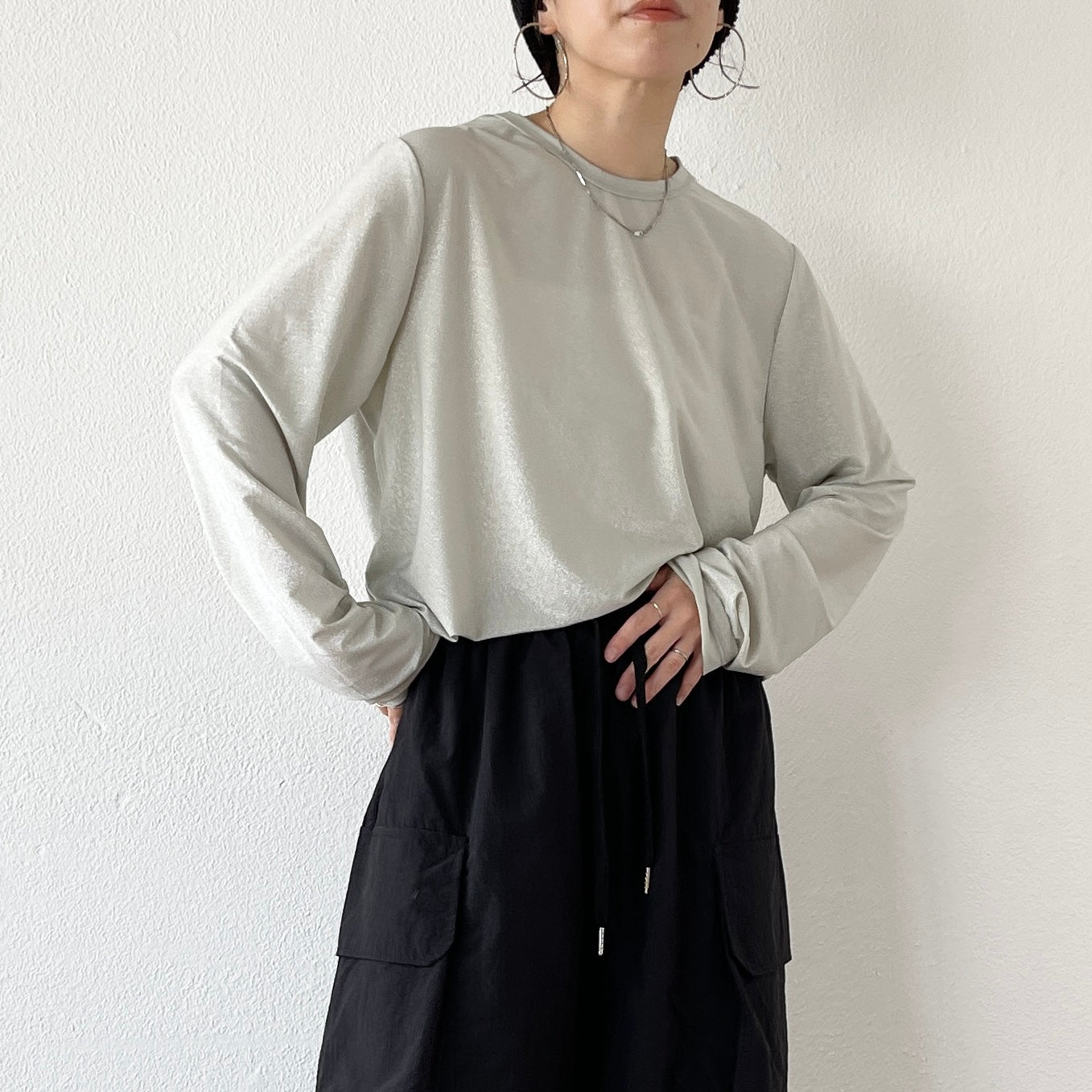glitter disco  long tee / silver