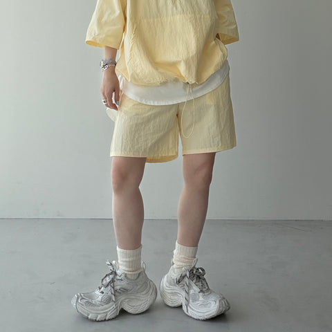 nylon half pants / light yellow