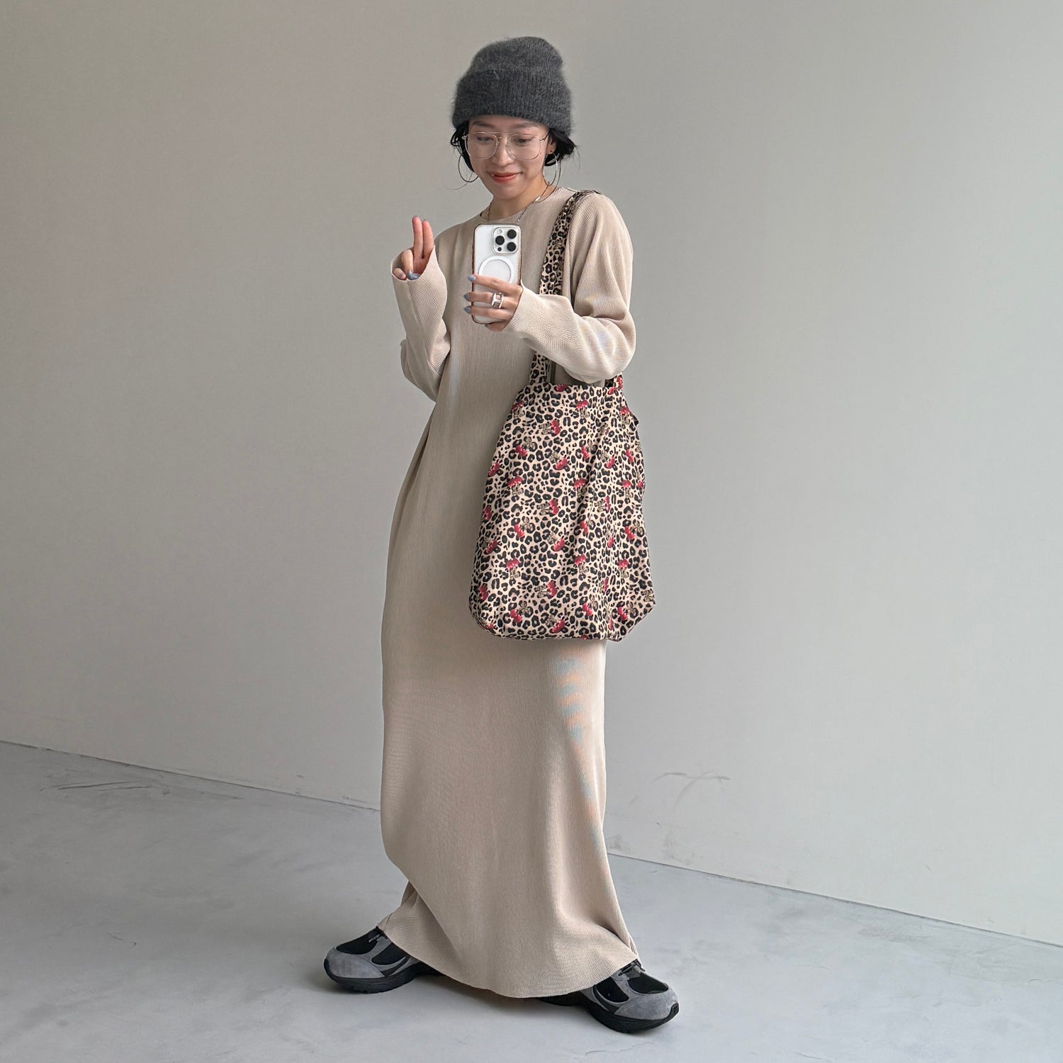 daily daily super stretch crew neck pleats one piece / ivory [FREE or LONG]クルーネック