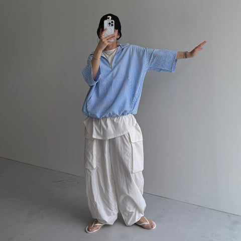 over size half zip holiday PO / blue