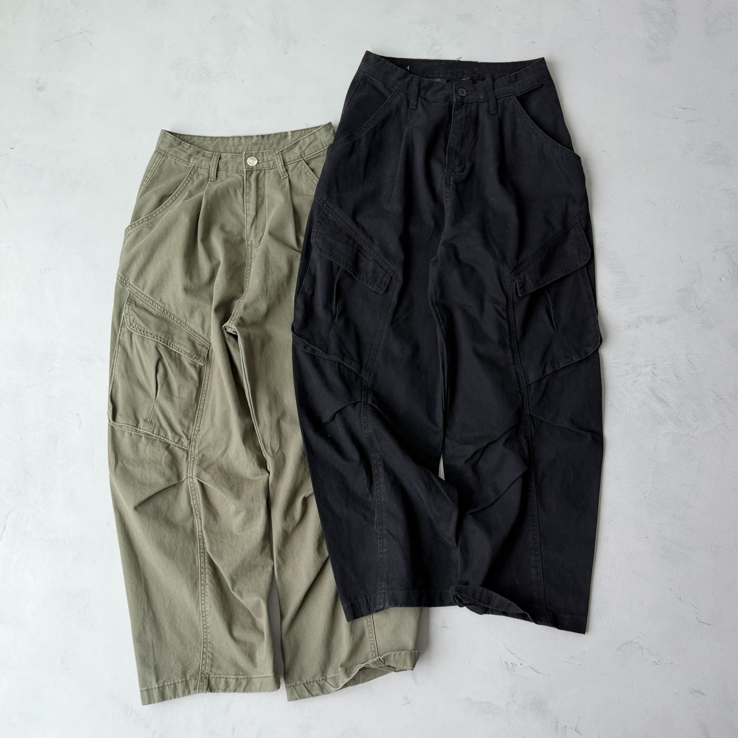 vintage like curve cargo pants / khaki