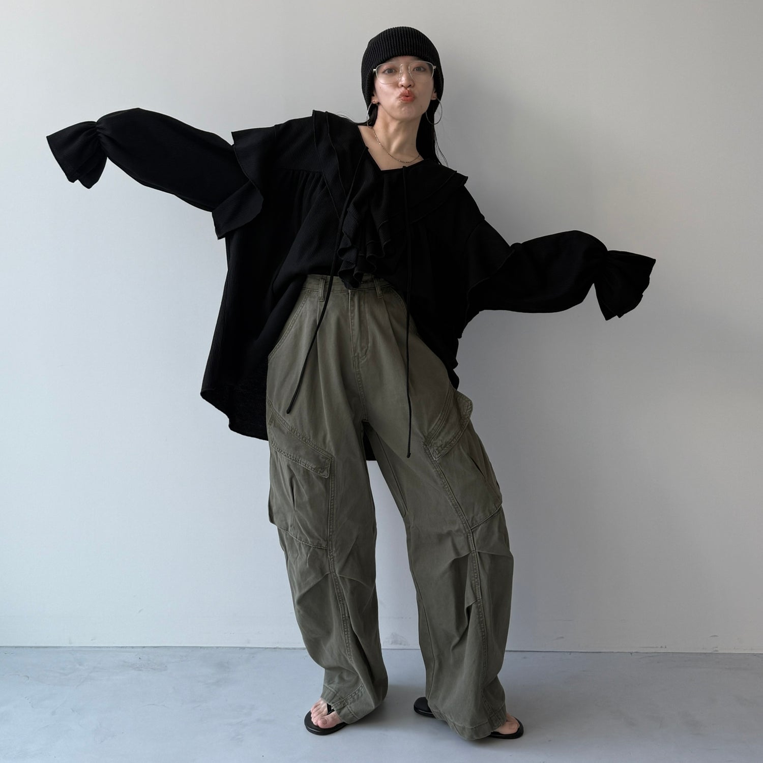 vintage like curve cargo pants / khaki