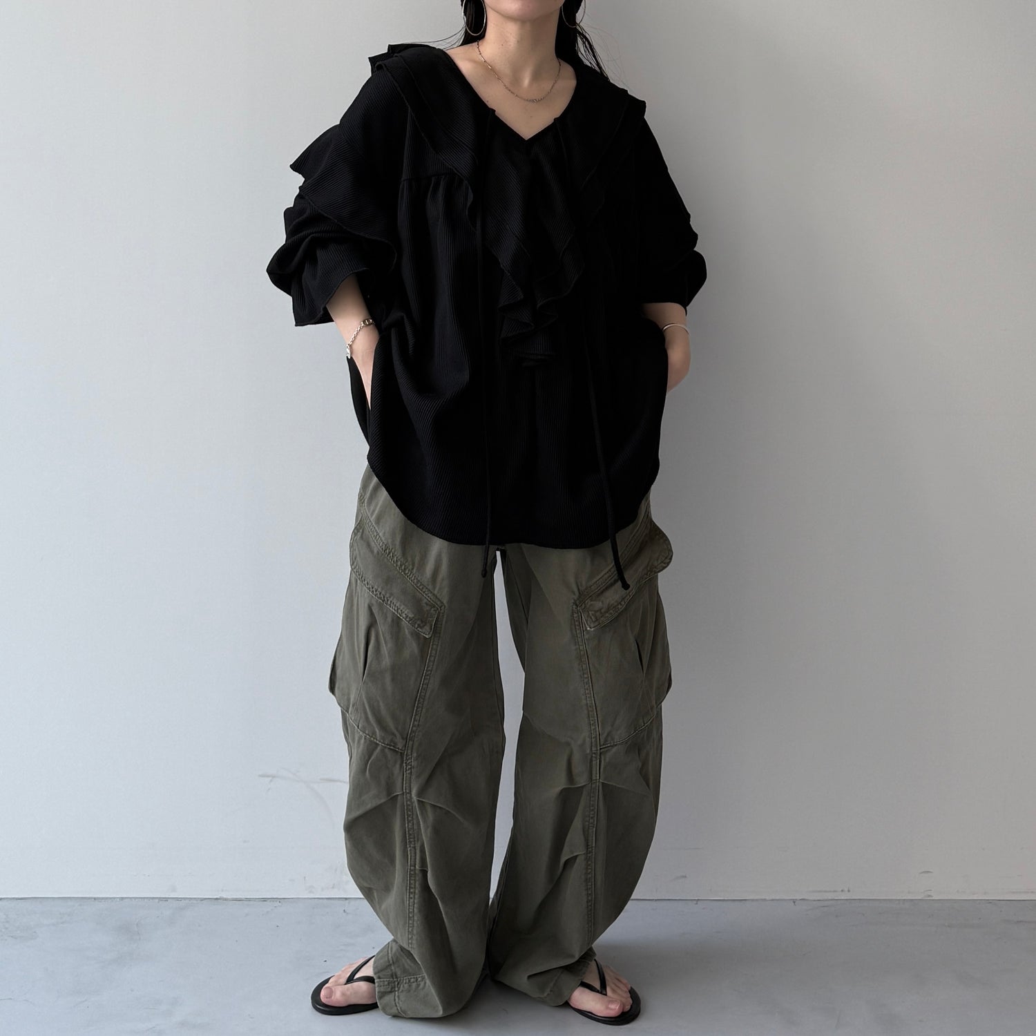 vintage like curve cargo pants / khaki