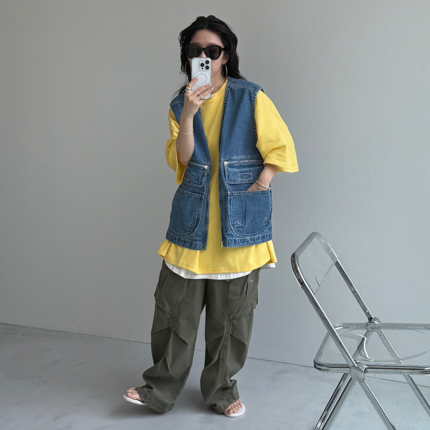 vintage like curve cargo pants / khaki
