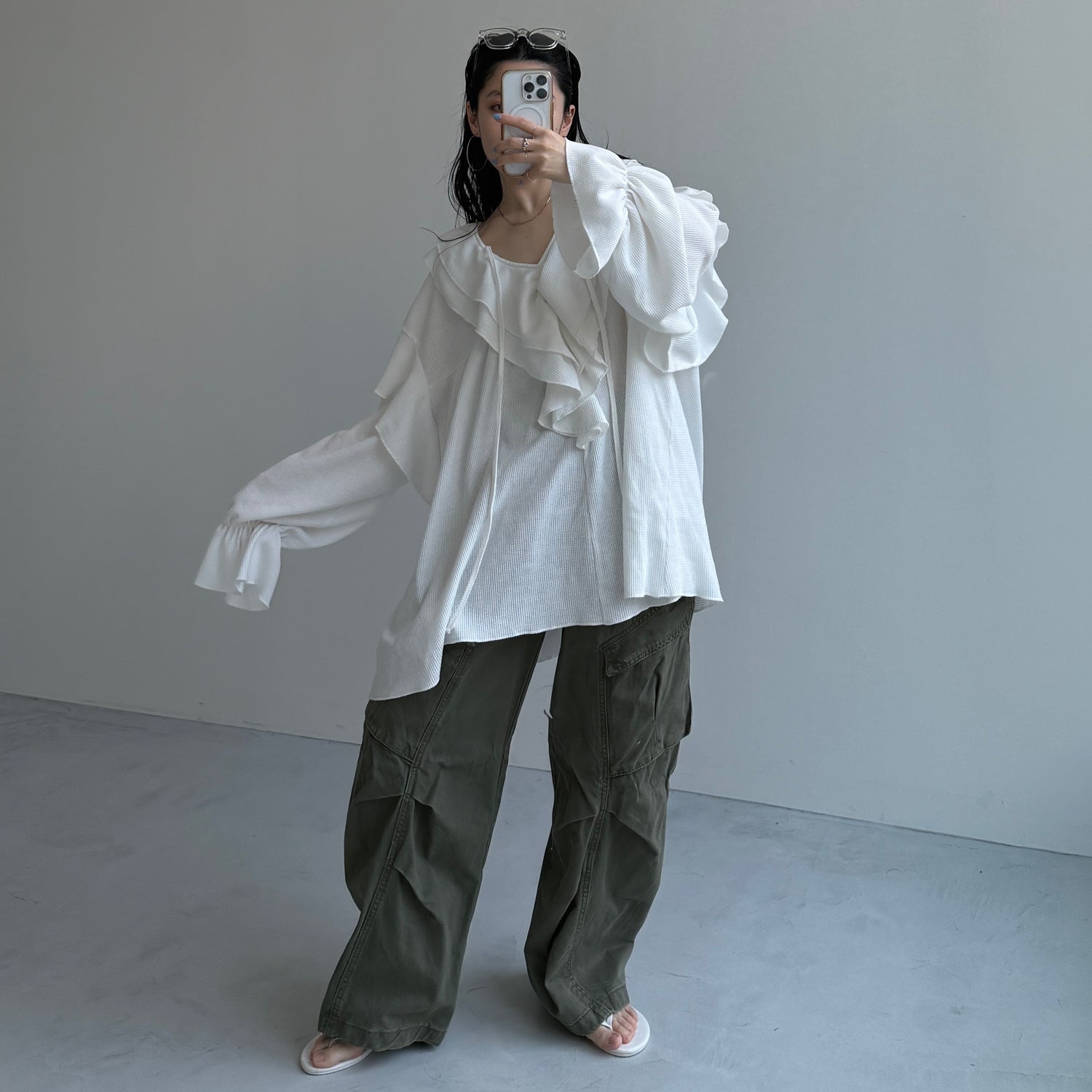 vintage like curve cargo pants / khaki