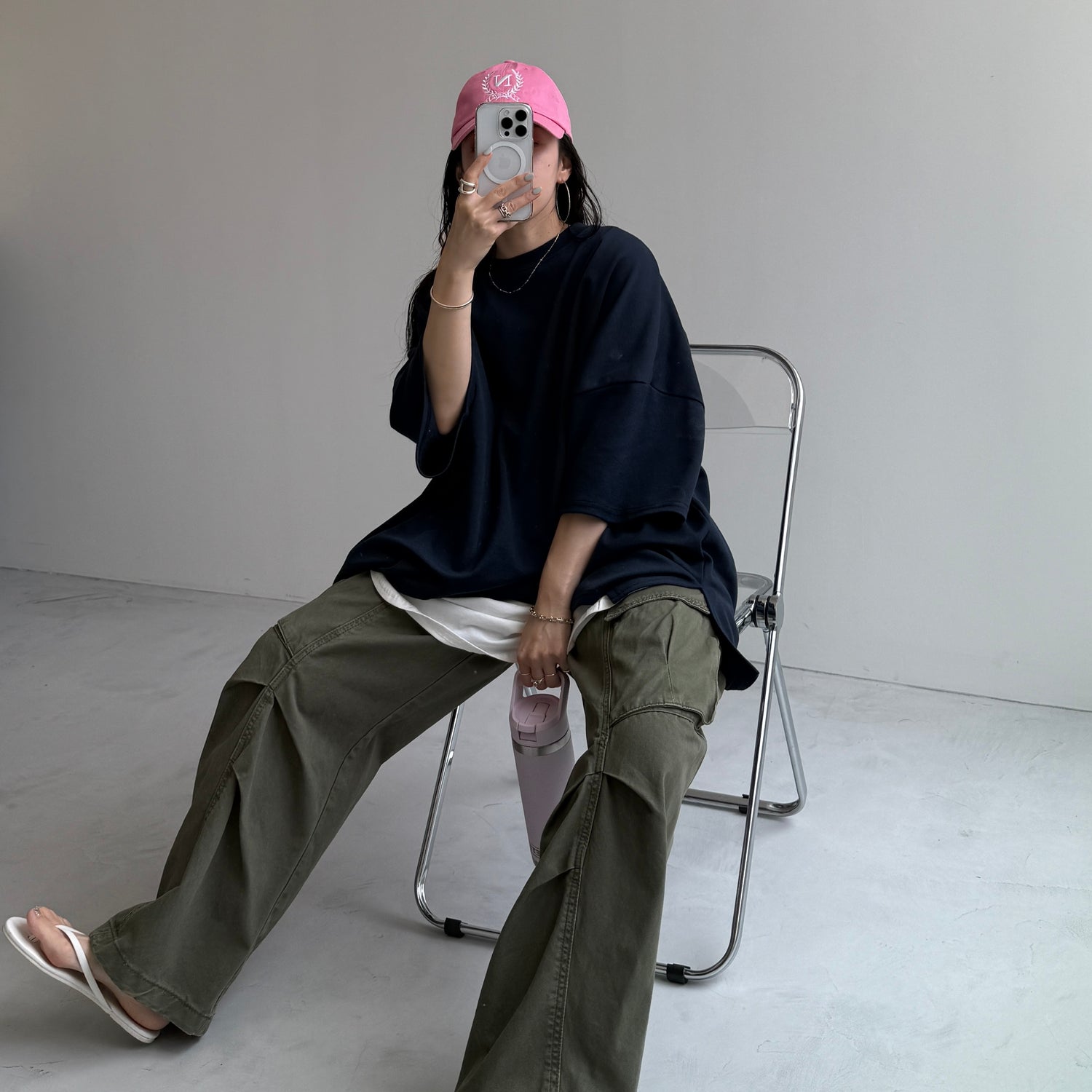 vintage like curve cargo pants / khaki