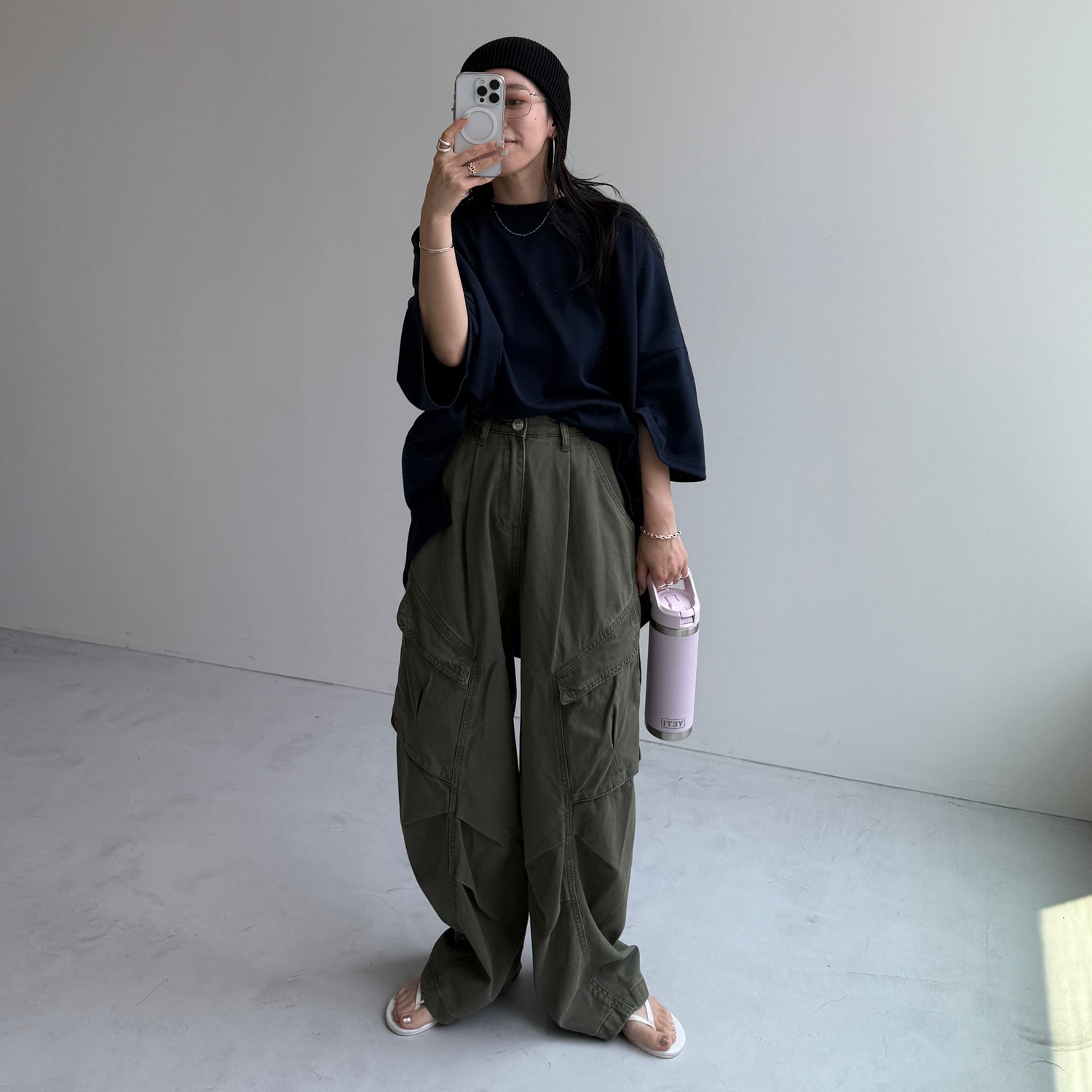 vintage like curve cargo pants / khaki