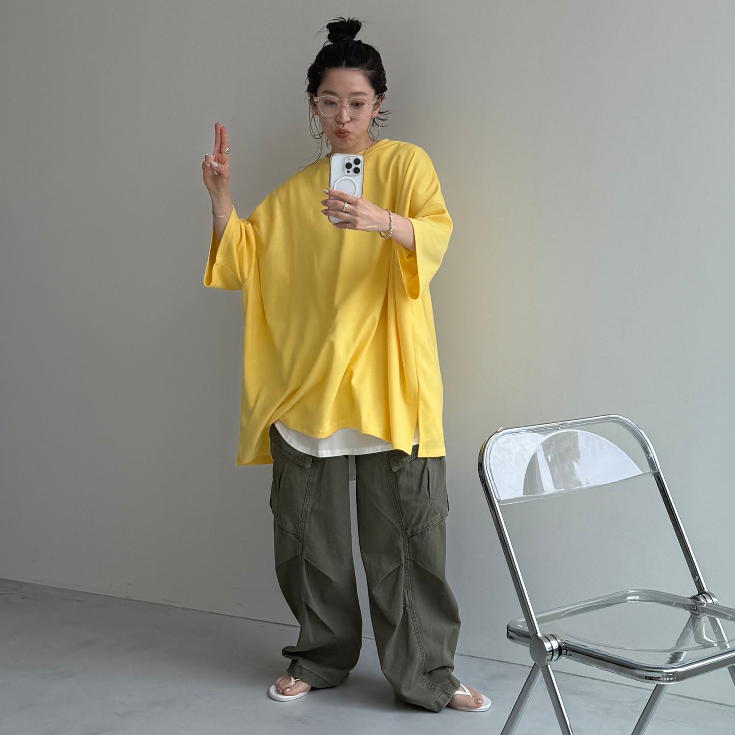 vintage like curve cargo pants / khaki