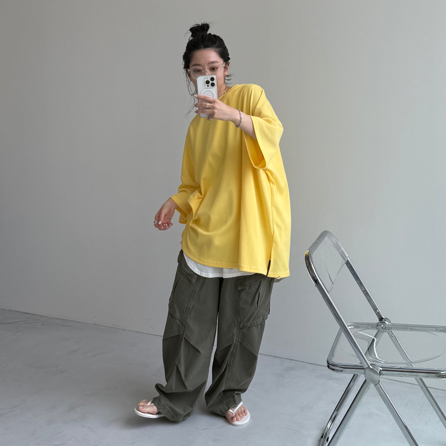 vintage like curve cargo pants / khaki