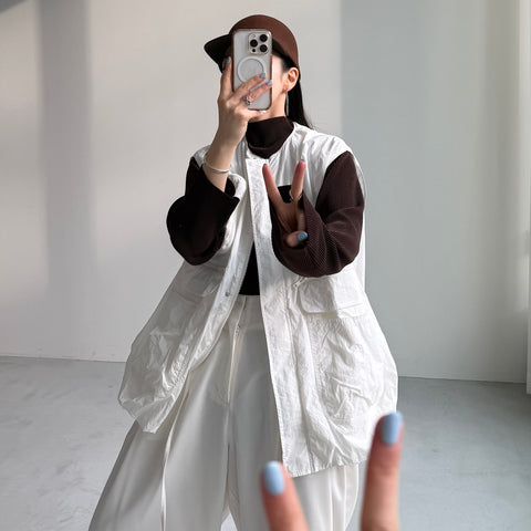 daily daily super stretch pleats tops / brown (プチハイのみ)
