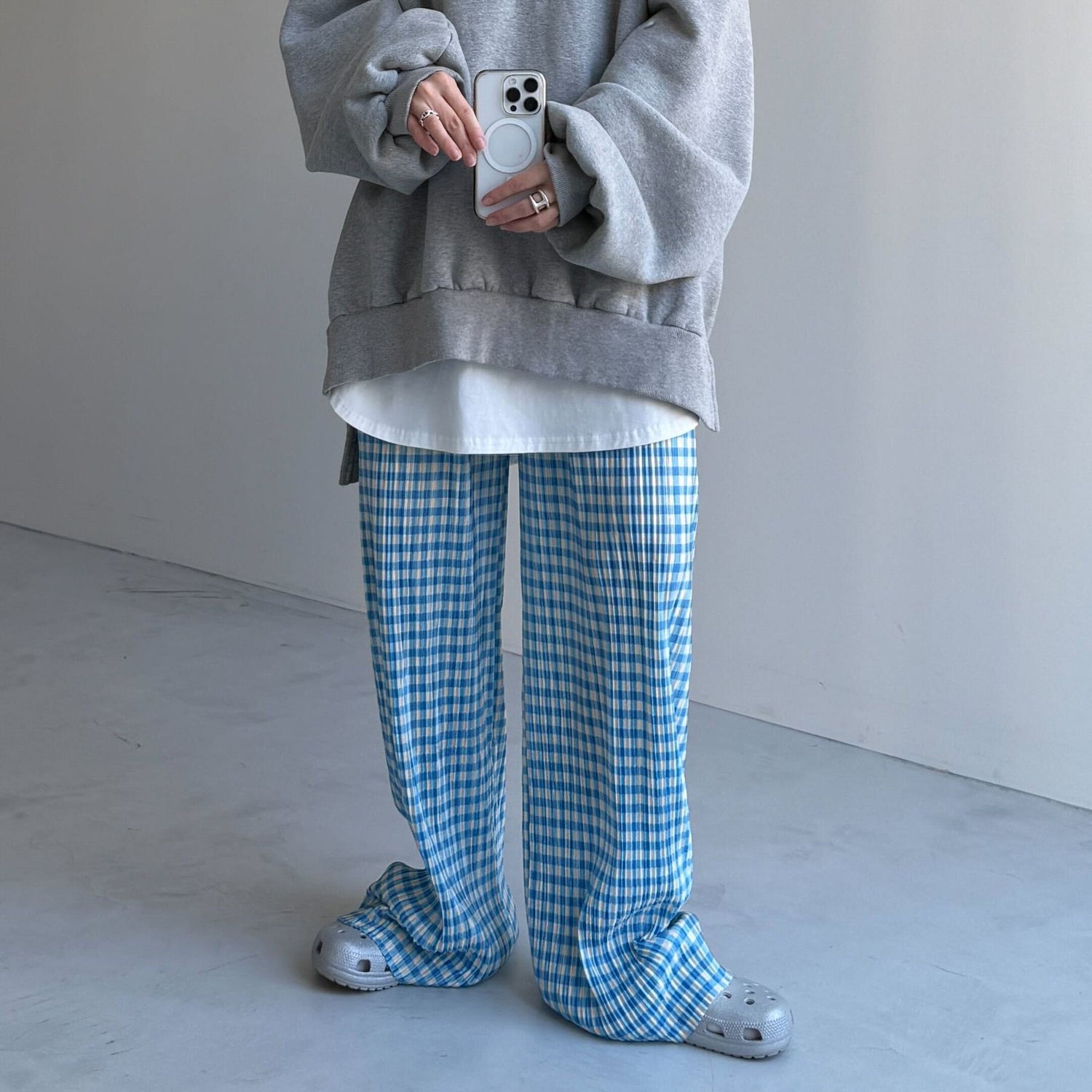 24h CHECK PANTS / blue