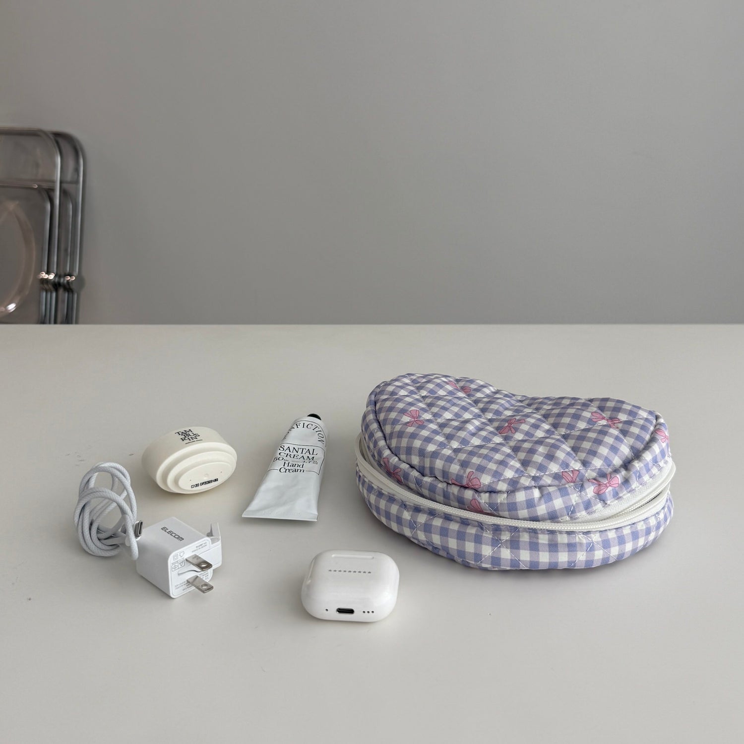 gingham check quilting pouch