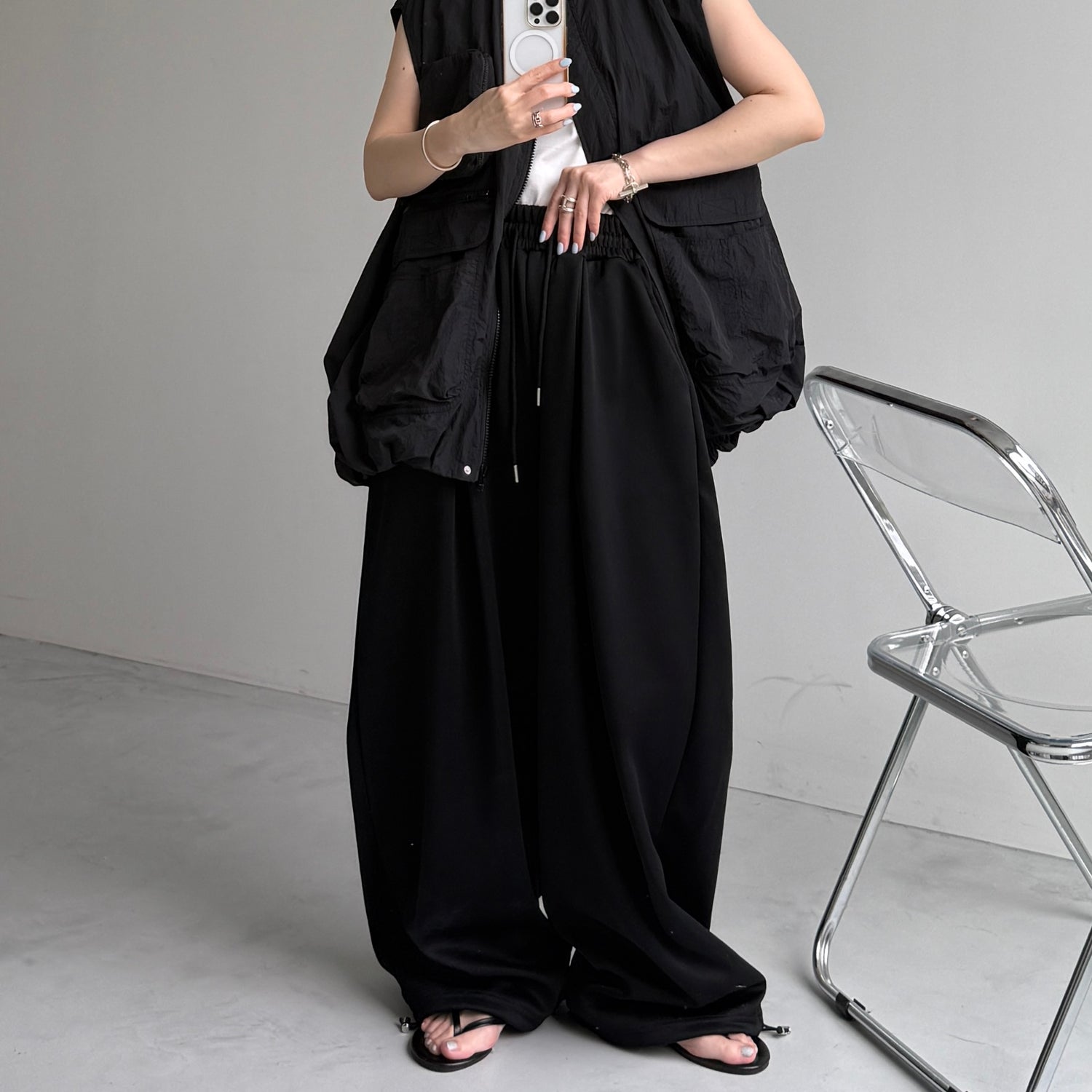 super loose sweat pants / black