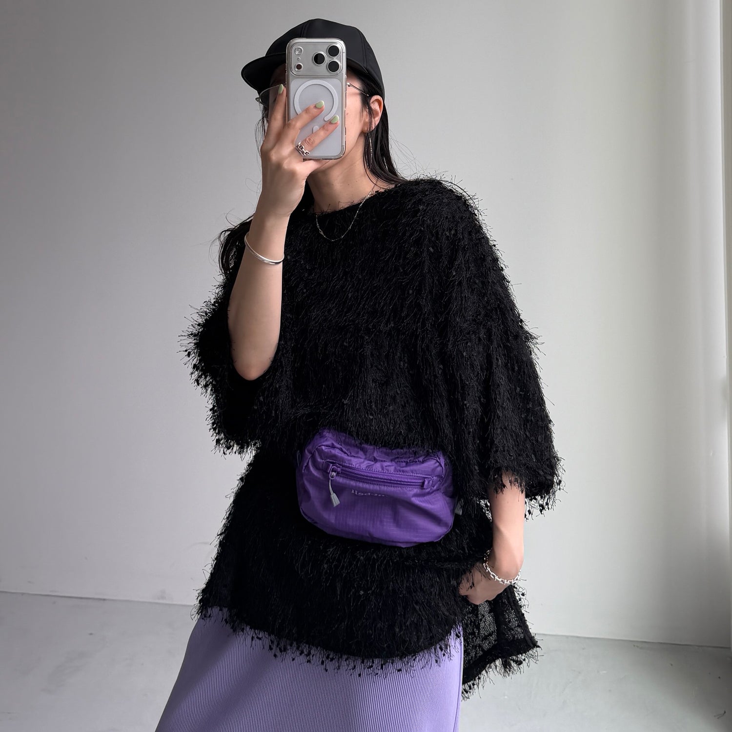 fringe mop tee / black