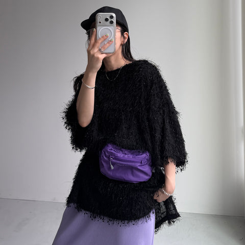 fringe mop tee / black