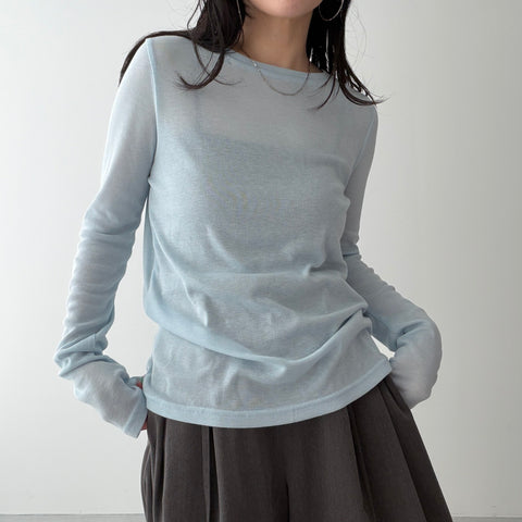 KASANE sheer tee / light blue