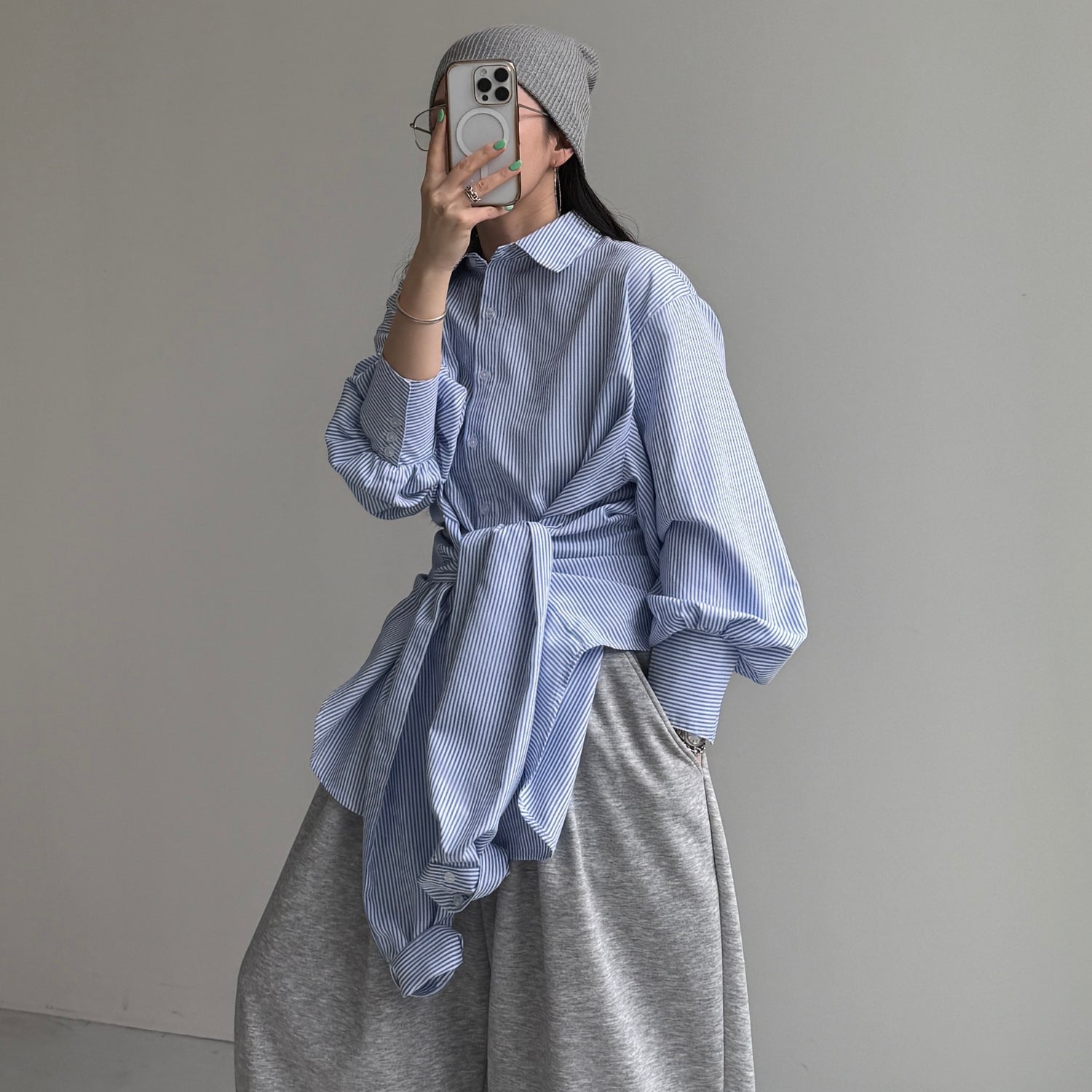 KOSHIMAKI stripe shirt / blue