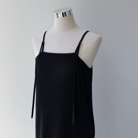 daily daily super stretch pleats cami one piece / black [FREE or LONG]