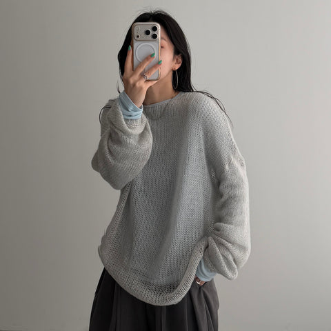 cinnamon mesh knit / light gray