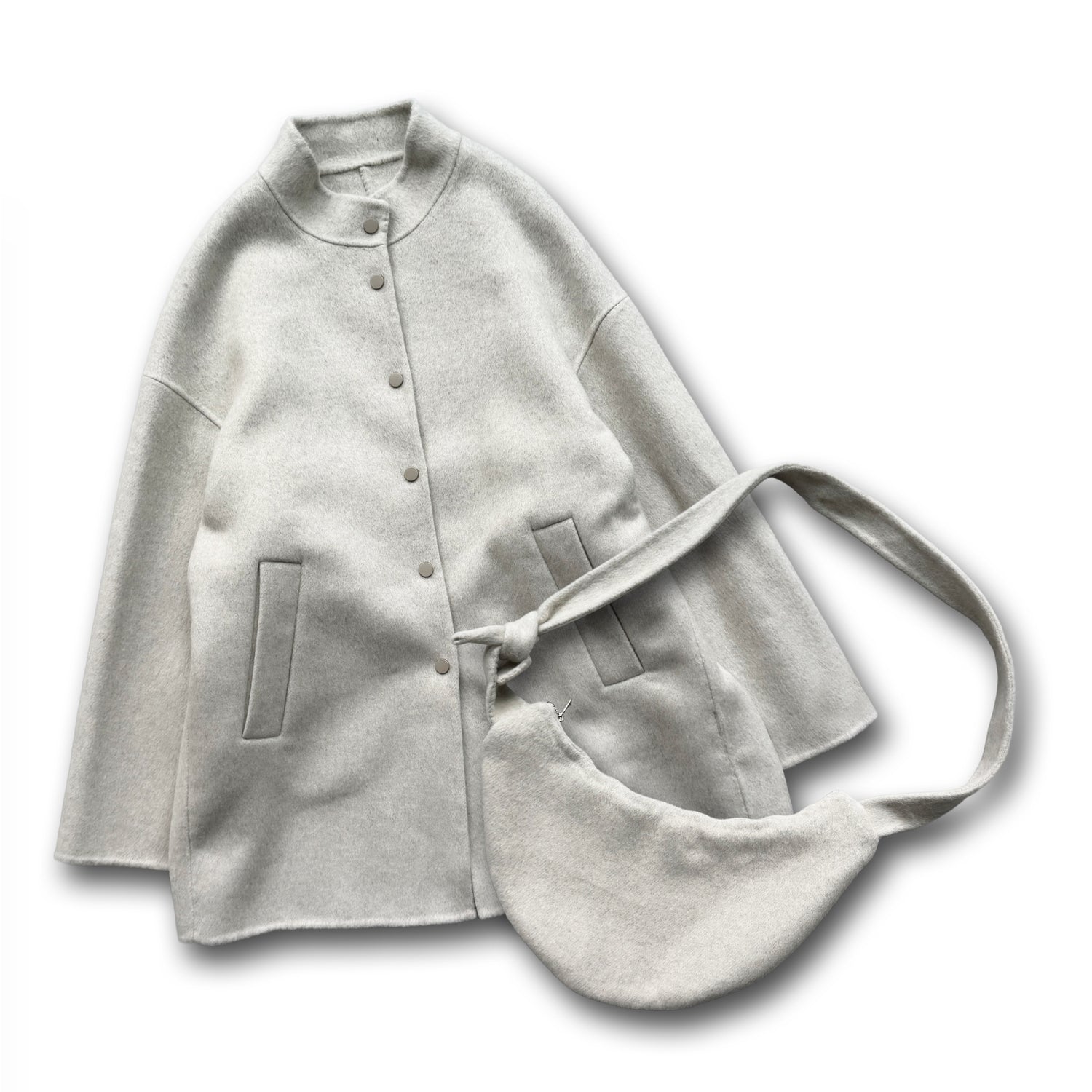 winter wool coat set / ivory