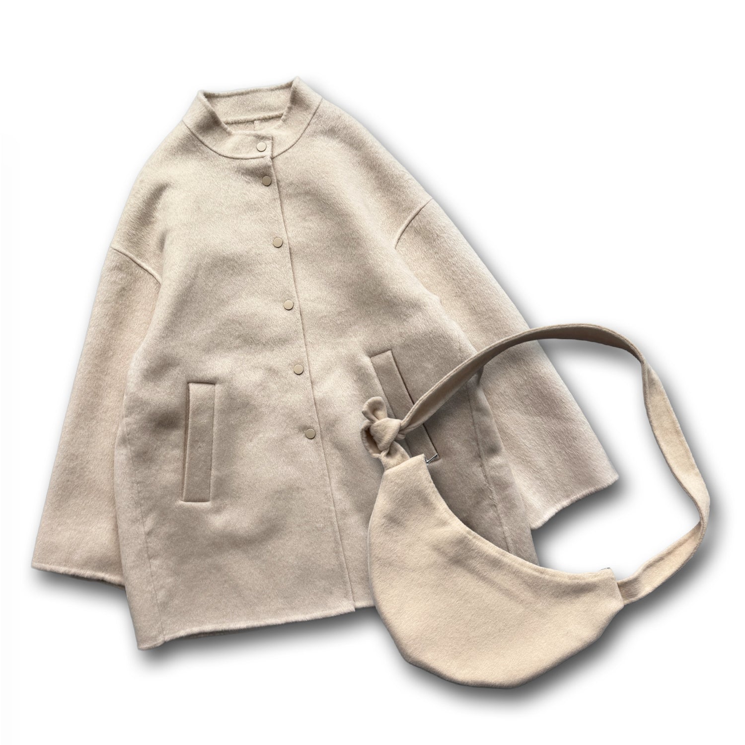 winter wool coat set / beige