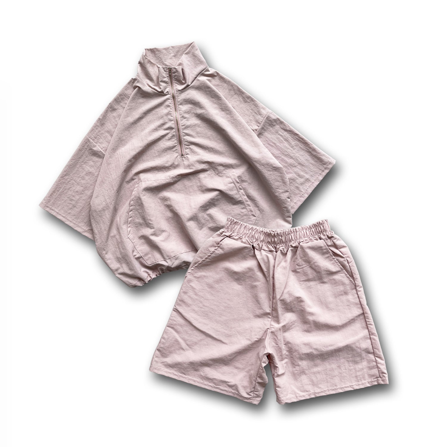 【2点SET】half zip nylon set up / pink