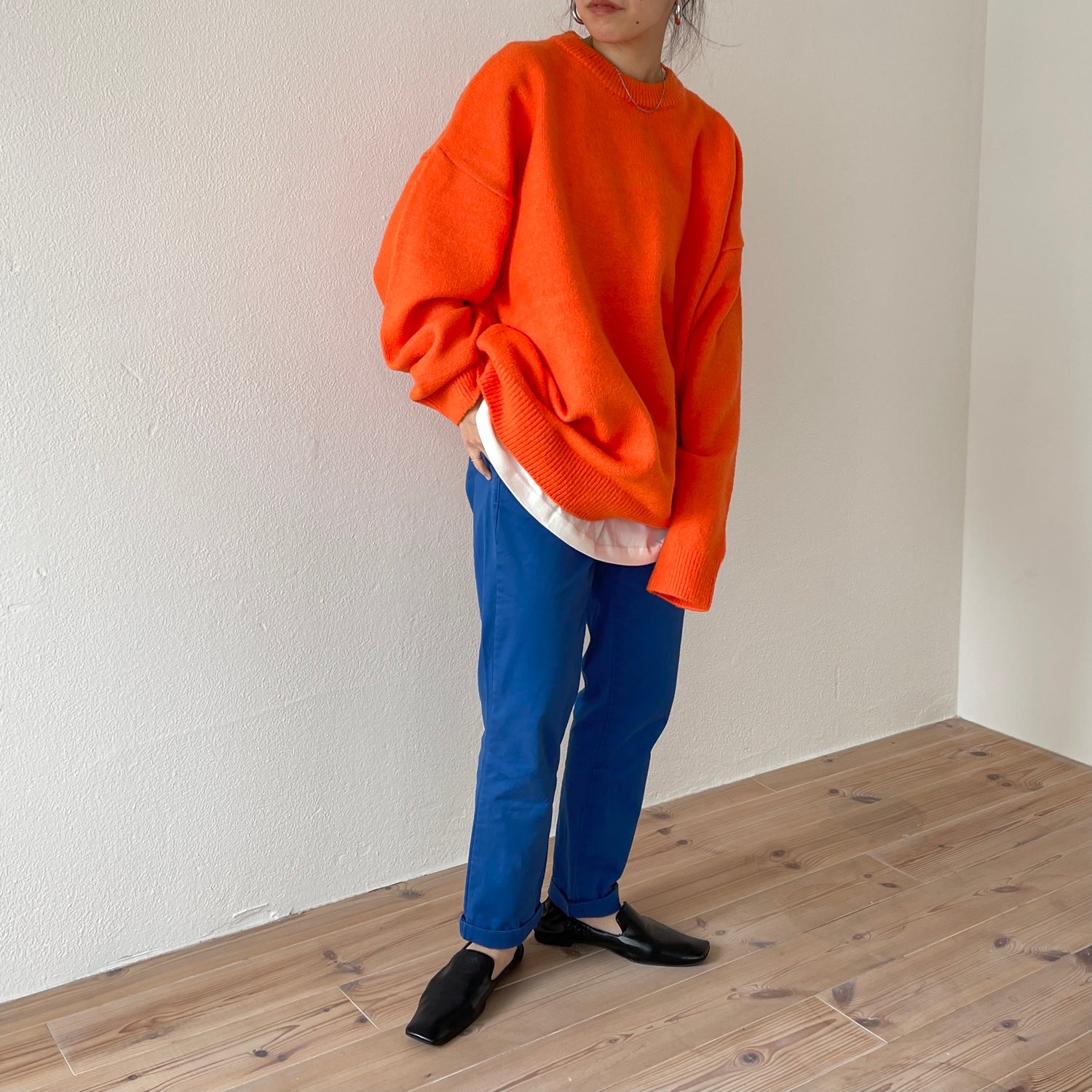 over size loose knit / orange