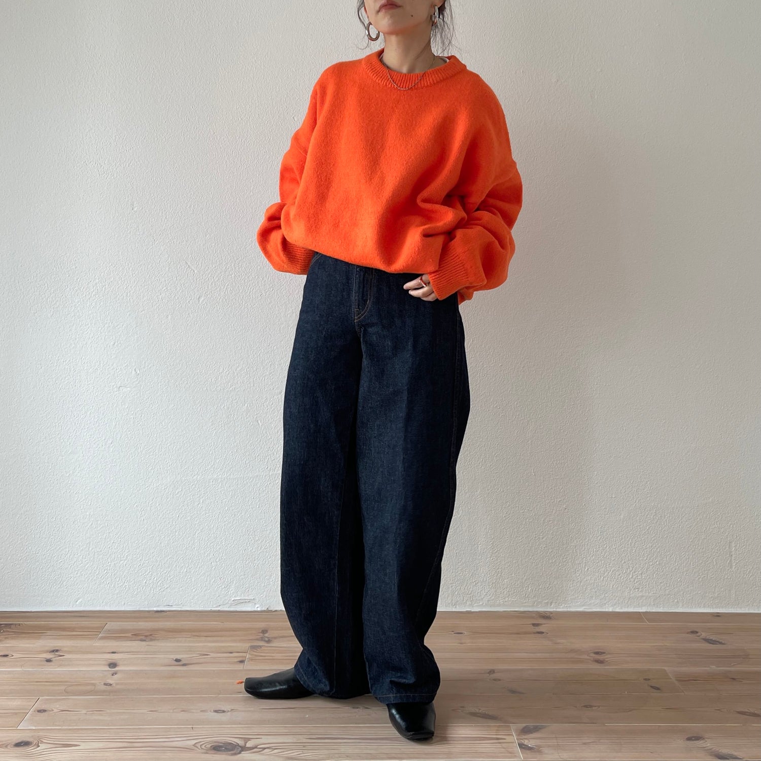 over size loose knit / orange