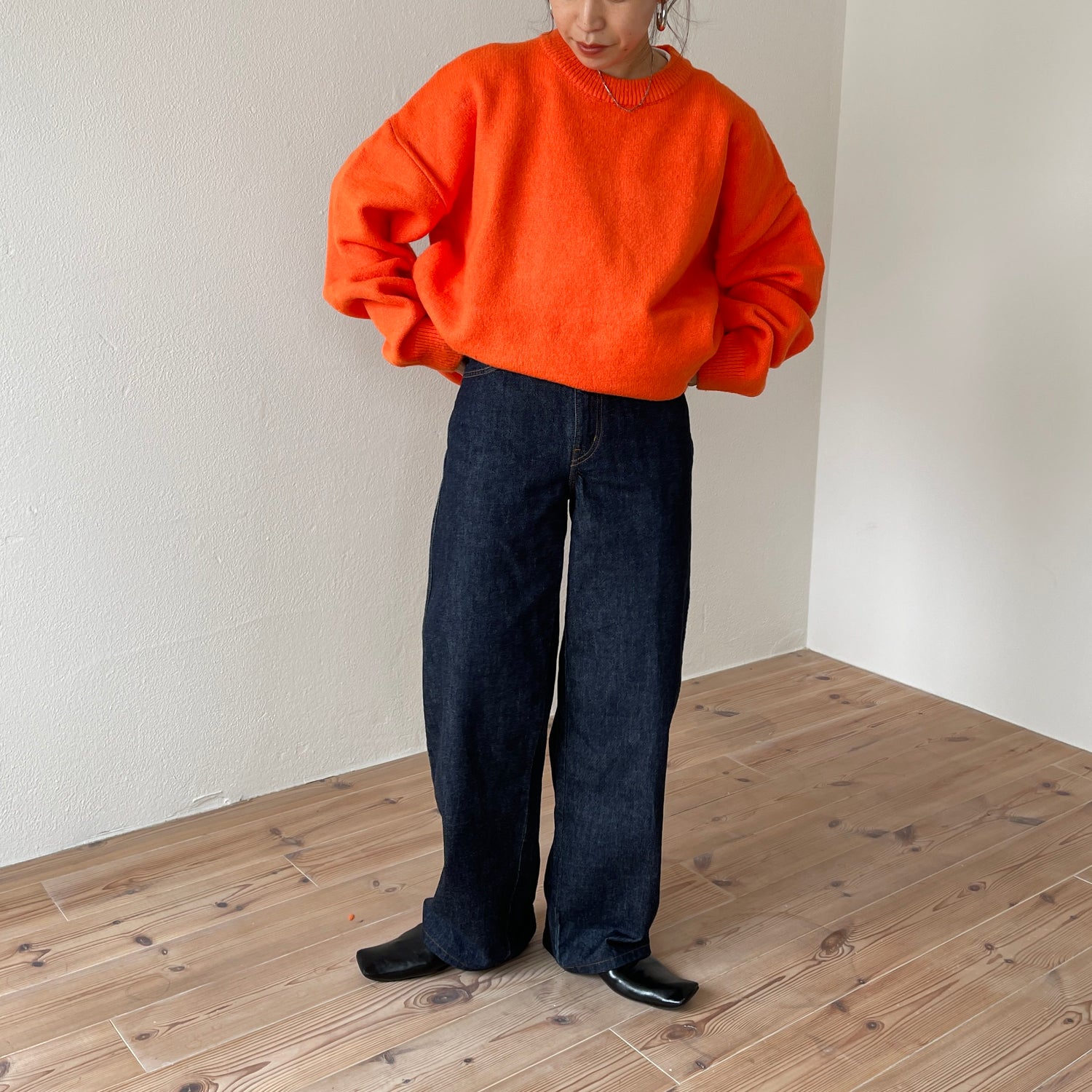 over size loose knit / orange