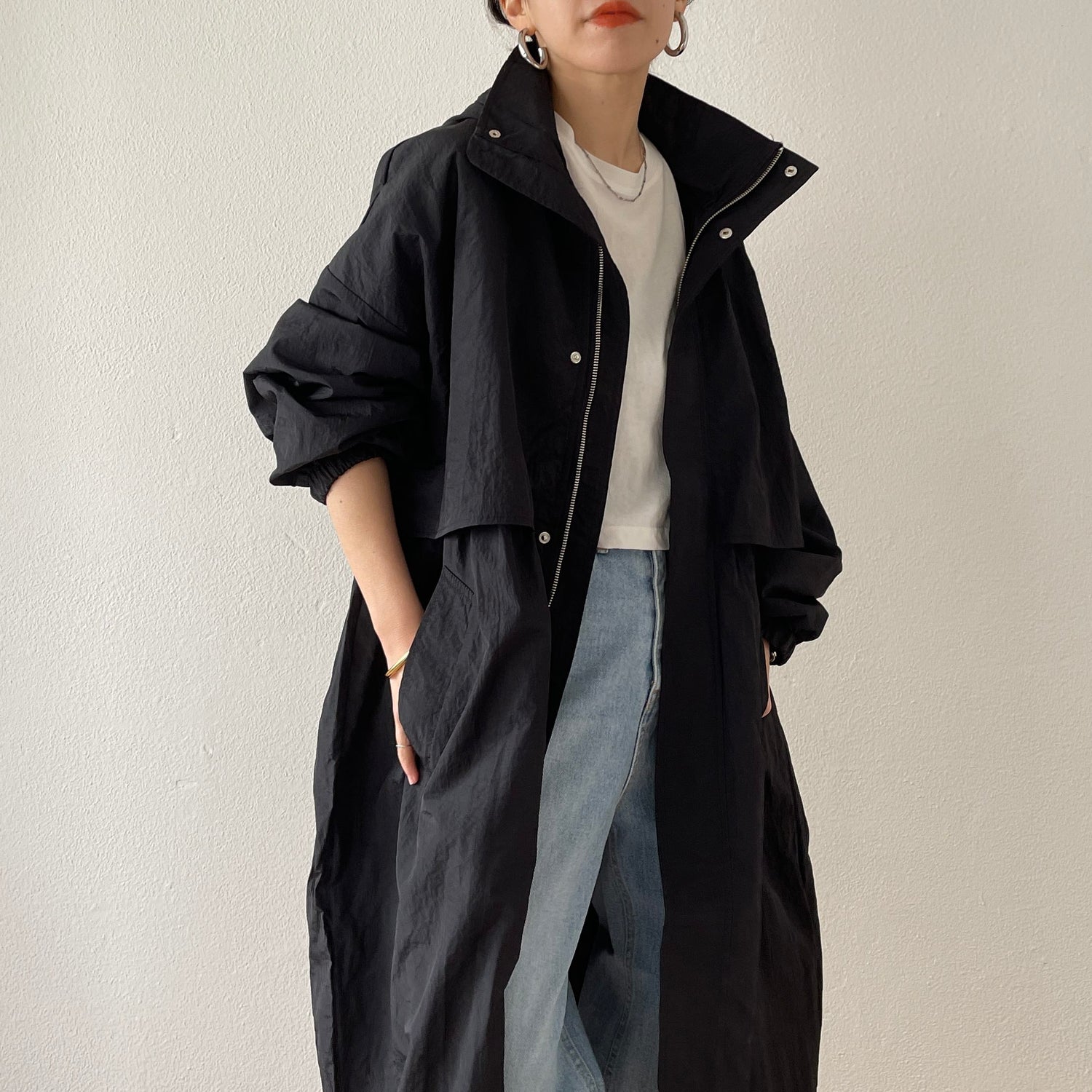2way airy mods coat / black