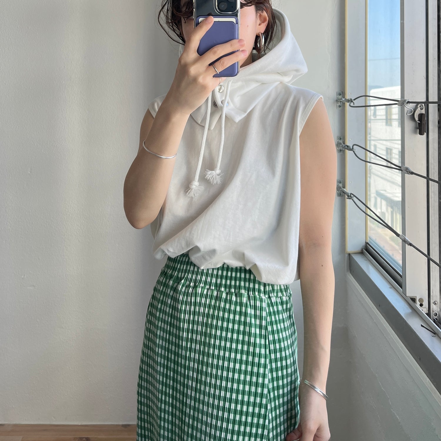 gingham check pleats skirt / green （ギンガムチェックプリーツ