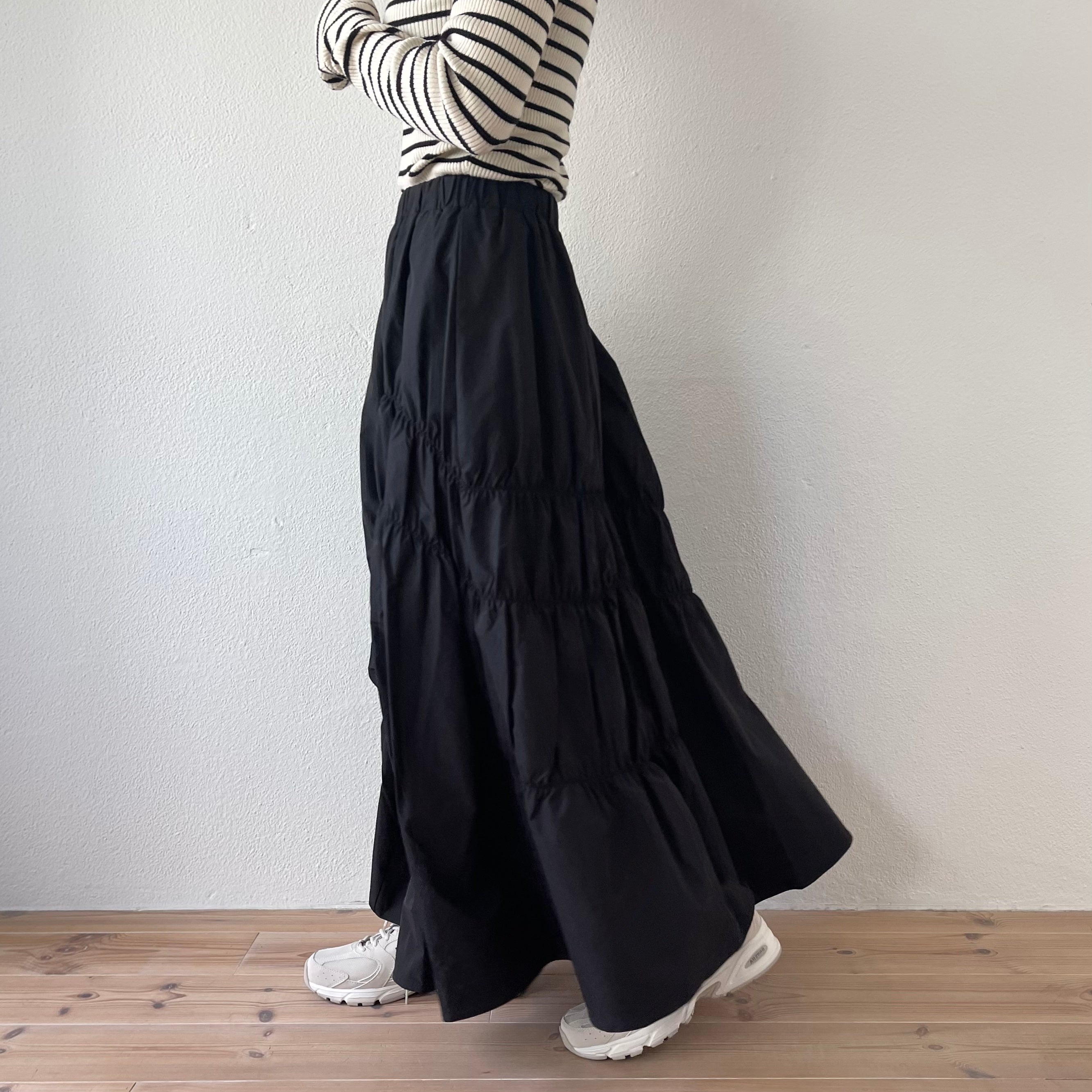 many many gather skirt / black （メニーメニーギャザー