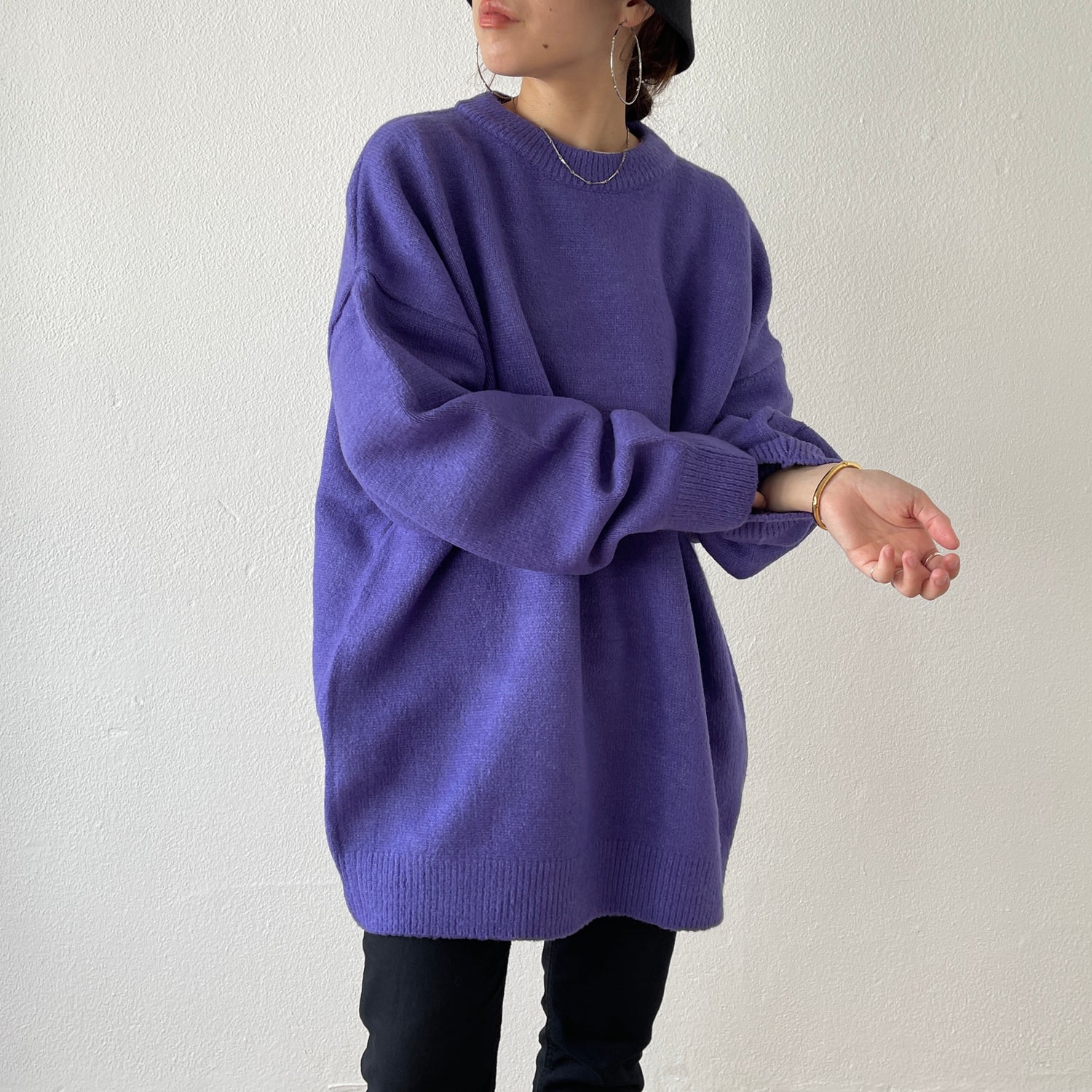 over size loose knit / purple