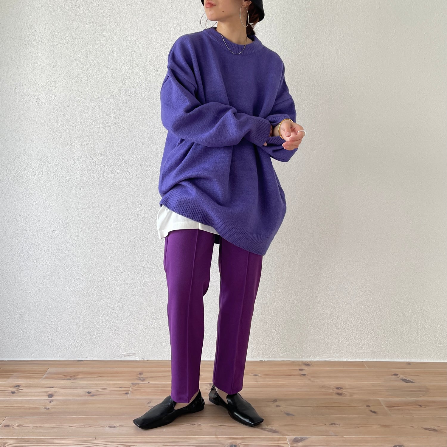 over size loose knit / purple （オーバーサイズルーズニット 