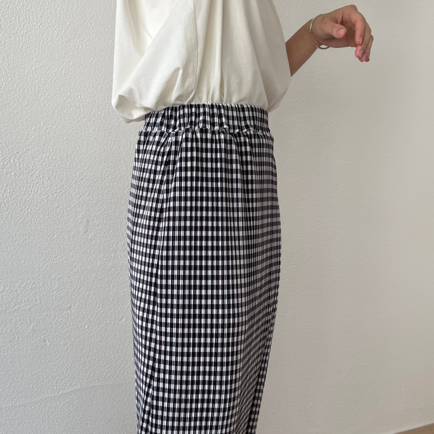 gingham check pleats skirt / black （ギンガムチェックプリーツ