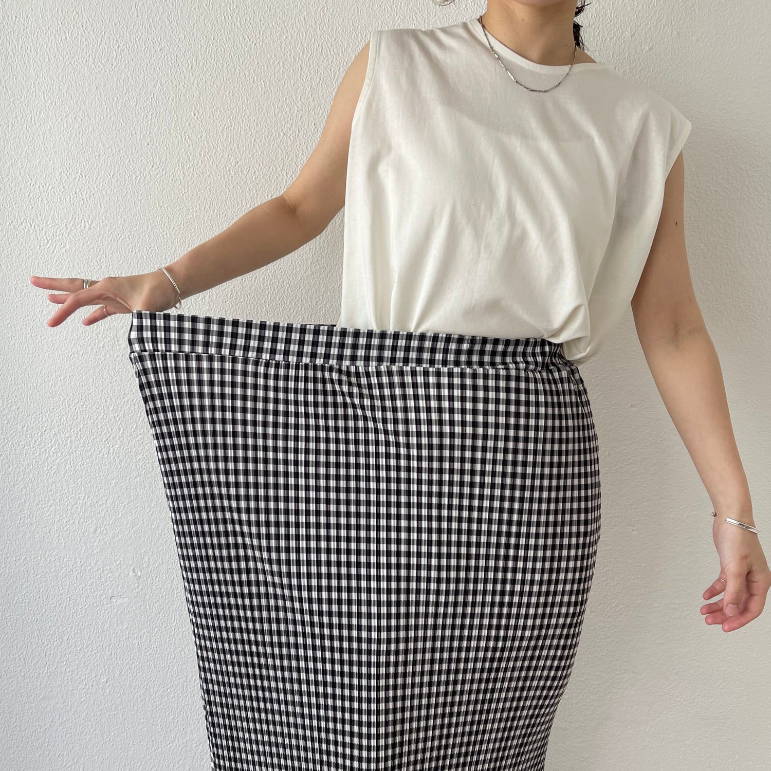 gingham check pleats skirt / black （ギンガムチェックプリーツ