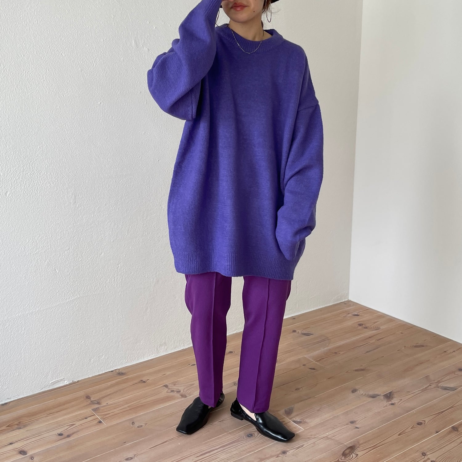 over size loose knit / purple （オーバーサイズルーズニット