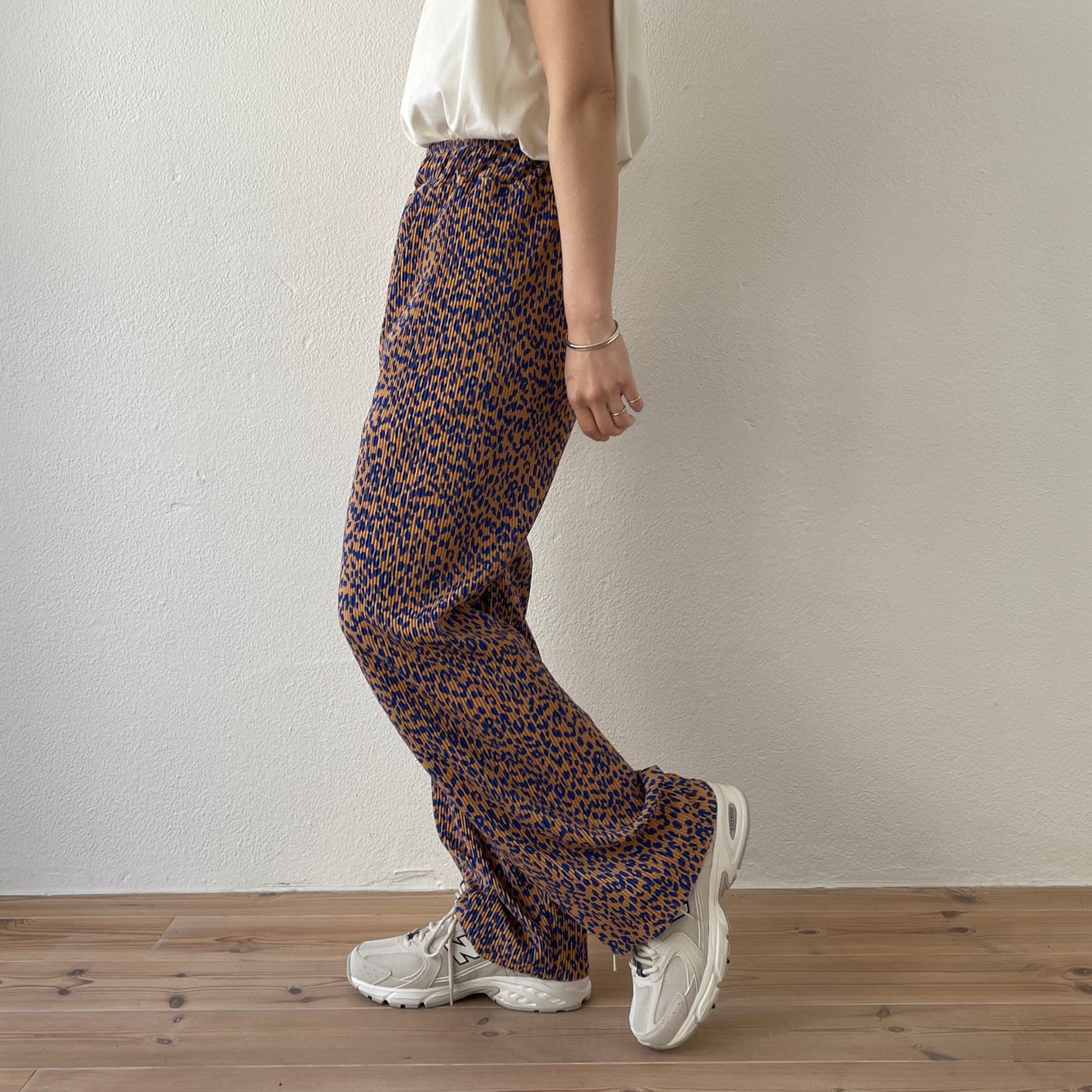 "osaka" leopard pleats pants / blue
