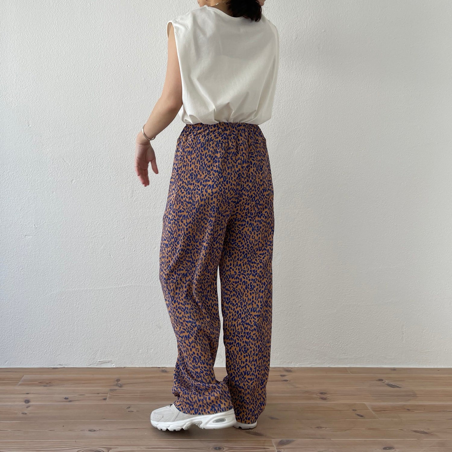 "osaka" leopard pleats pants / blue