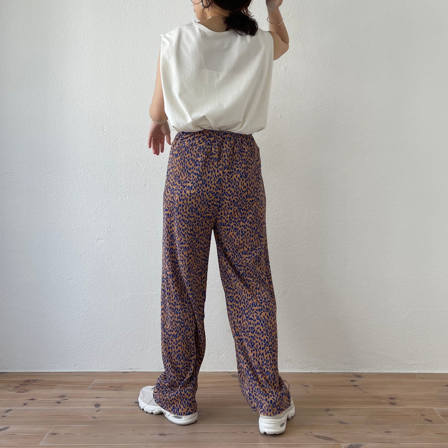 "osaka" leopard pleats pants / blue