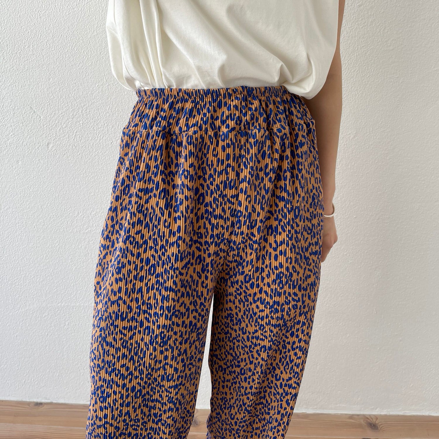 "osaka" leopard pleats pants / blue