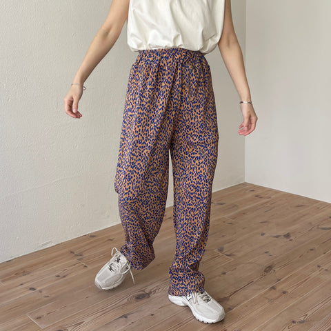 "osaka" leopard pleats pants / blue