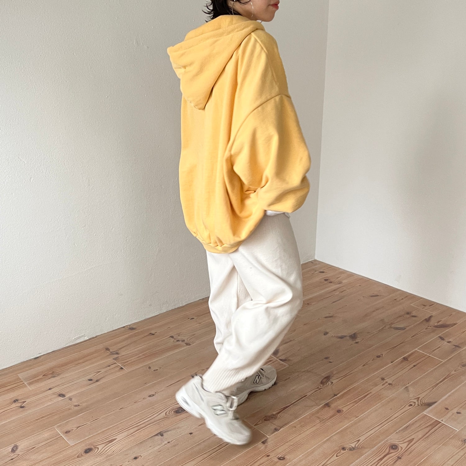 half zip loose hoodie / yellow