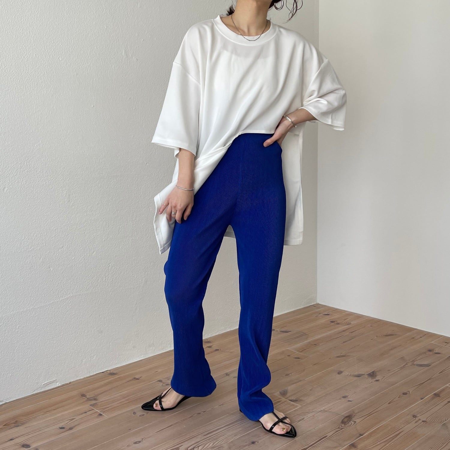 daily daily super stretch pleats pants / blue