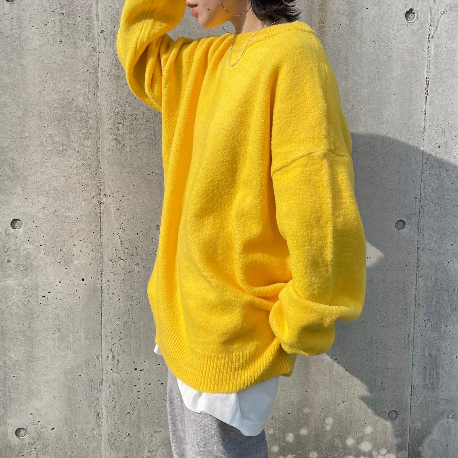 over size loose knit / yellow （オーバーサイズルーズニット 