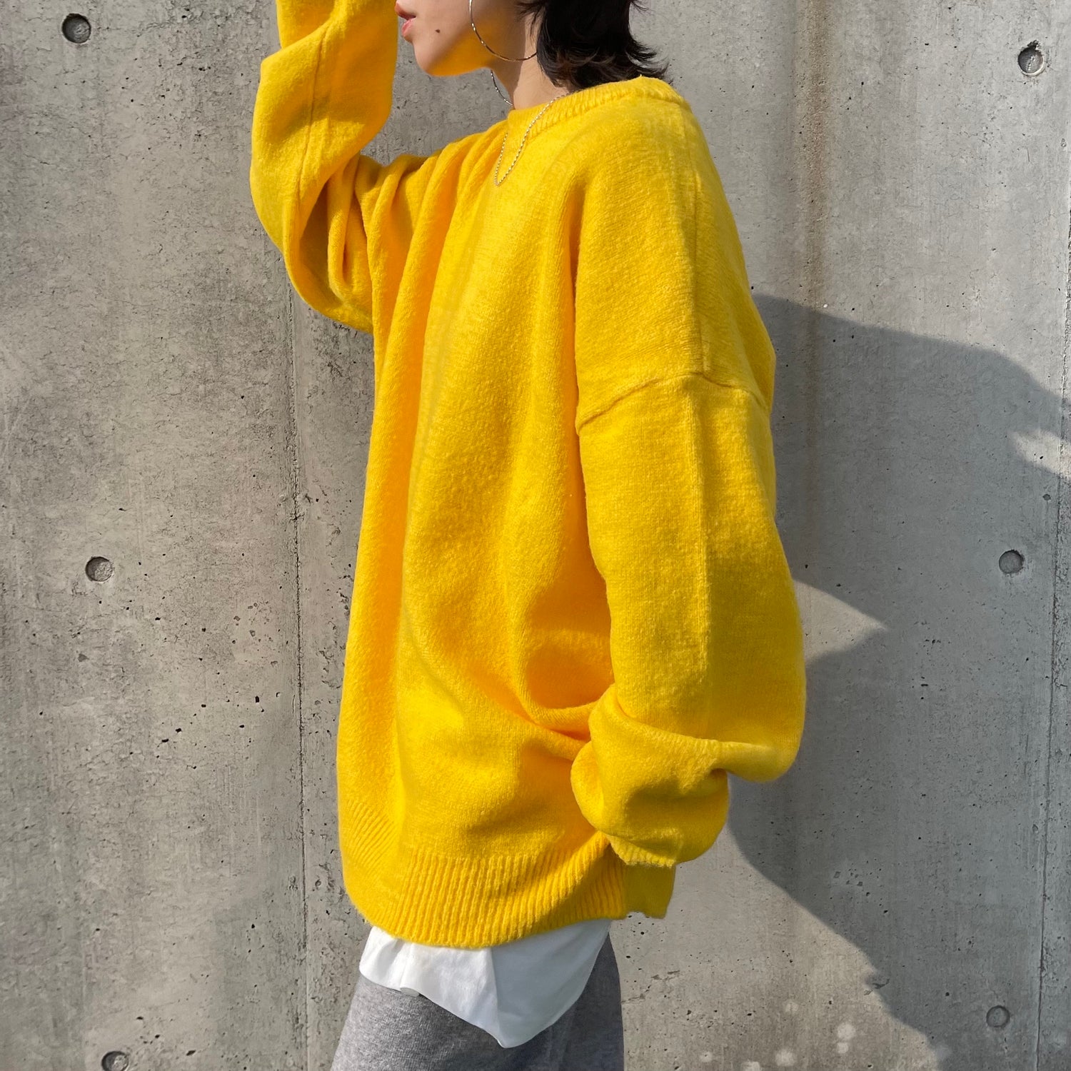 over size loose knit / yellow （オーバーサイズルーズニット