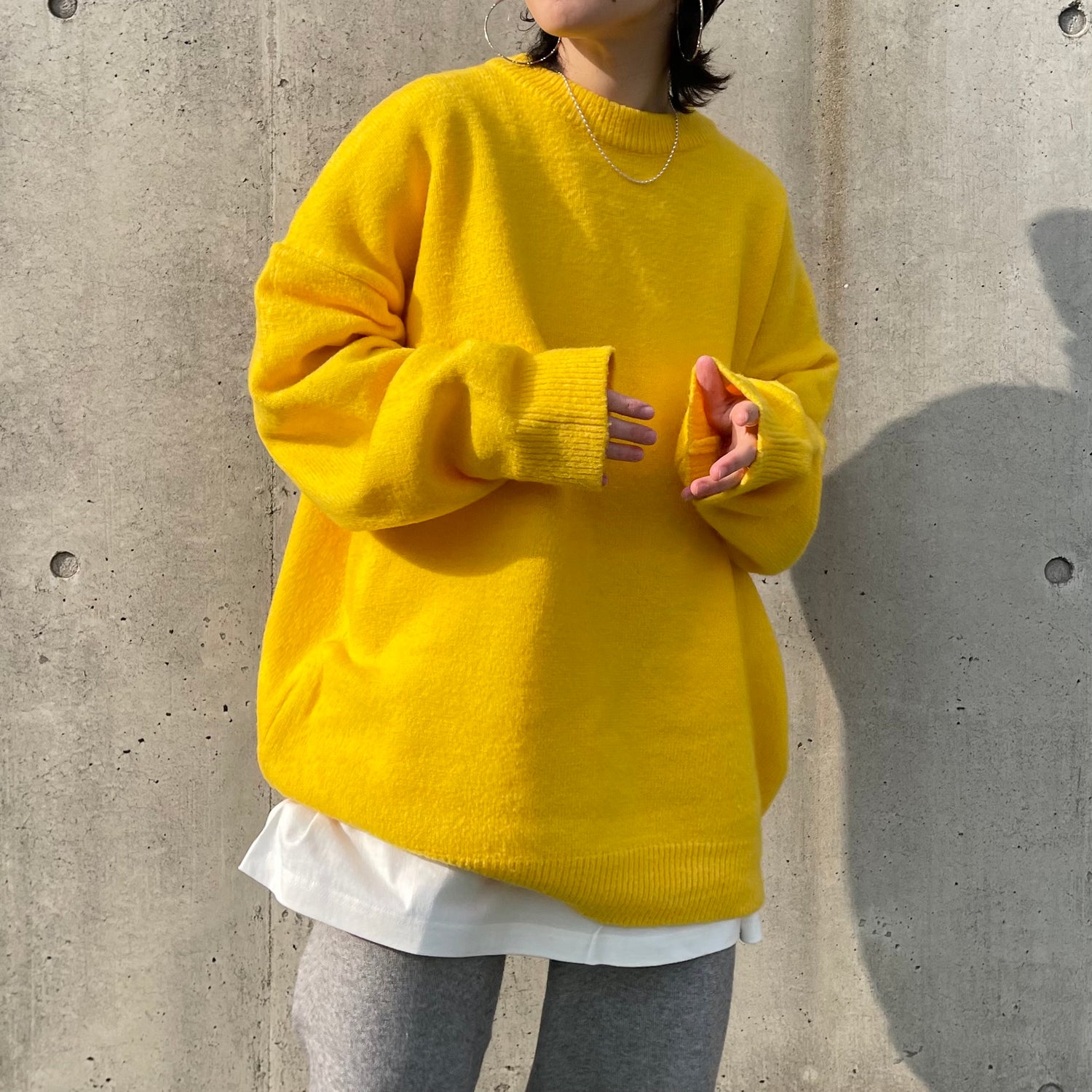 over size loose knit / yellow （オーバーサイズルーズニット