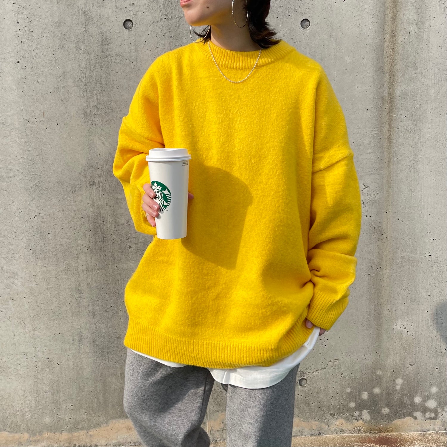 over size loose knit / yellow （オーバーサイズルーズニット 